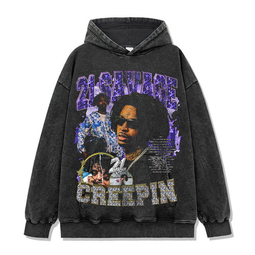 21 Savage Hoodie Loose Distressed Hoodie