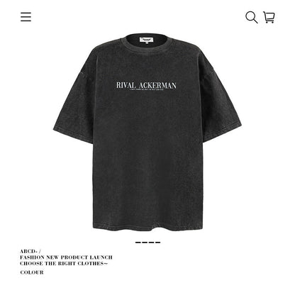 American vintage street T-shirt pure cotton men's and women's summer loose