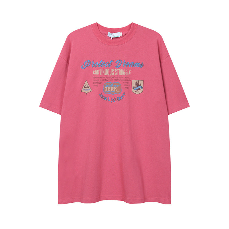After Prom Shirt T-shirt Summer Fashion Brand Printed Loose Half Sleeve T-shirt round Neck Cotton Short Sleeve Men