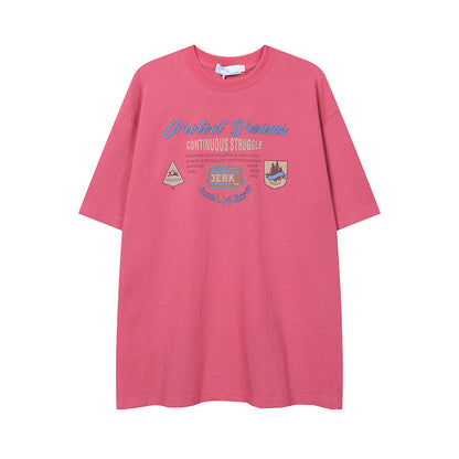 After Prom Shirt T-shirt Summer Fashion Brand Printed Loose Half Sleeve T-shirt round Neck Cotton Short Sleeve Men