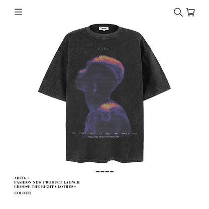American vintage street T-shirt men's loose cotton