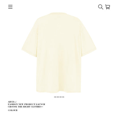 American vintage street T-shirt retro men's summer loose half-sleeved shirt