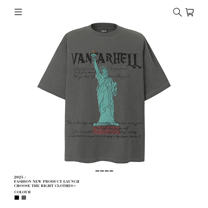 American vintage street T-shirt vintage cotton summer boys
