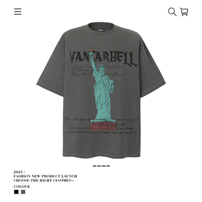 American vintage street T-shirt vintage cotton summer boys