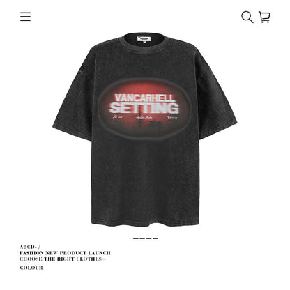 American vintage street T-shirt pure cotton retro men's and women's summer loose