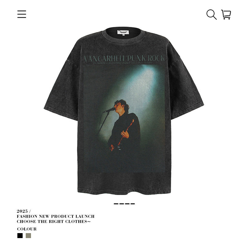 American vintage street T-shirt vintage cotton summer boys