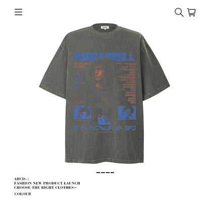 American vintage street T-shirt vintage men's and women's summer loose