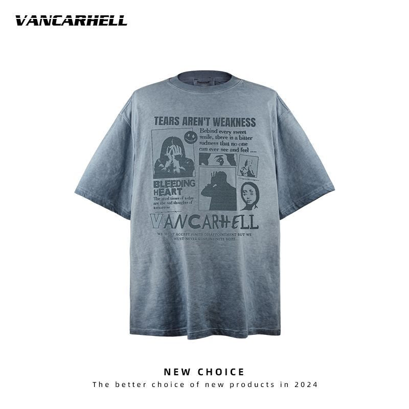 American vintage street T-shirt retro men's loose top
