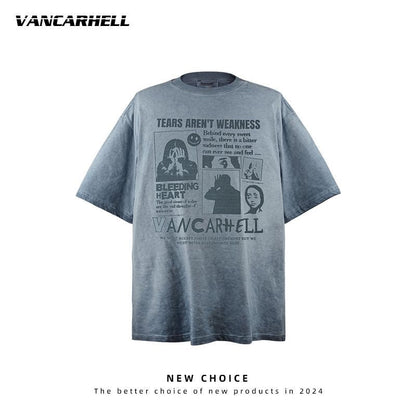 American vintage street T-shirt retro men's loose top