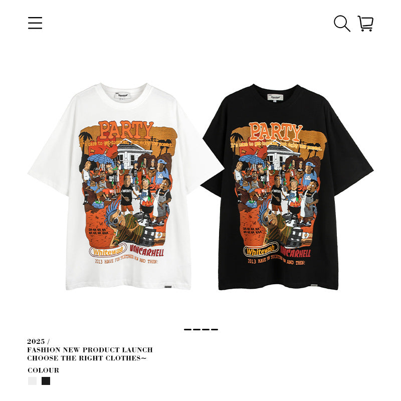 American vintage street T-shirt men's loose top