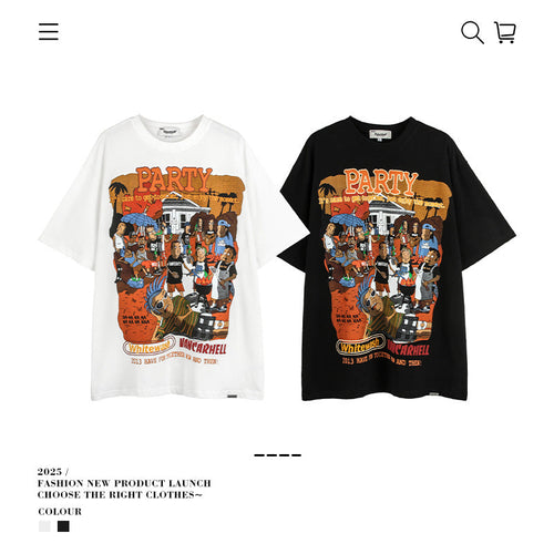 American vintage street T-shirt men's loose top
