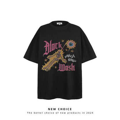 American vintage street T-shirt retro men's loose half-sleeved shirt
