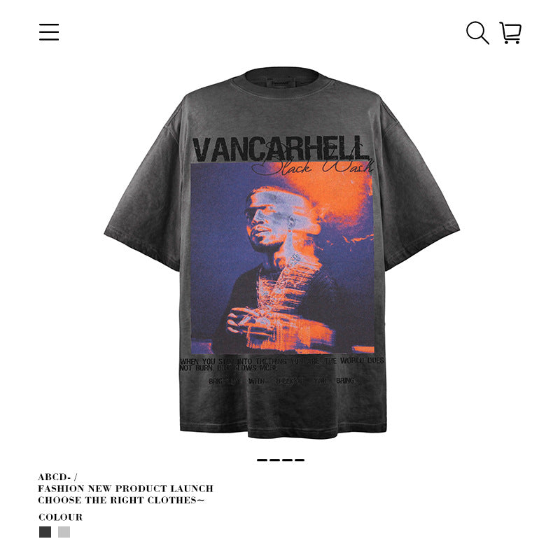 American vintage street T-shirt men's loose top
