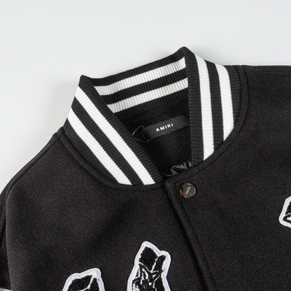 Amiri Jacket AMI Angel Ares Baseball Jacket Jacket Men's and Women's
