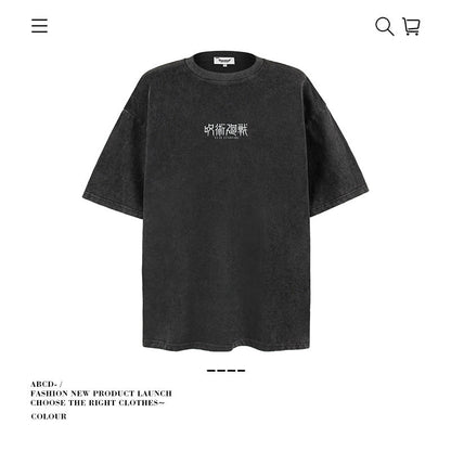 American vintage street T-shirt pure cotton men's and women's summer loose