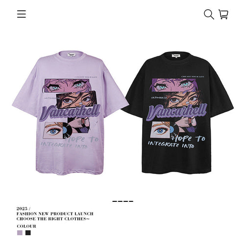 American vintage street T-shirt men's and women's summer loose