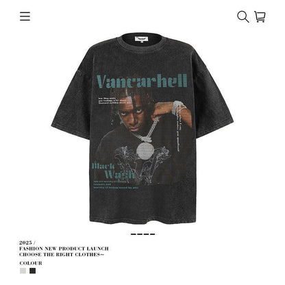 American vintage street T-shirt pure cotton men and women loose