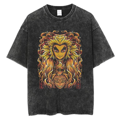 2024Men Vintage Black T Shirt Streetwear Harajuku Anime Print