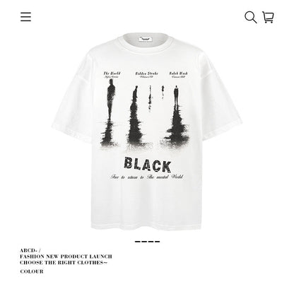American vintage street T-shirt pure cotton men's and women's summer loose