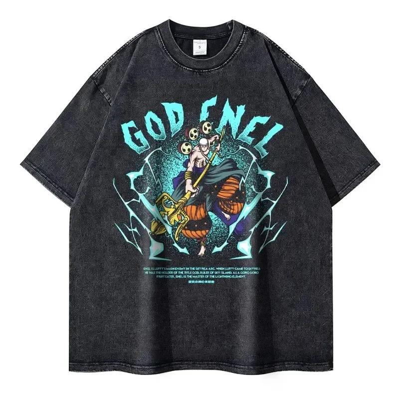 2024Portgas D Ace T-shirts Vintage Washed Anime T Shirt
