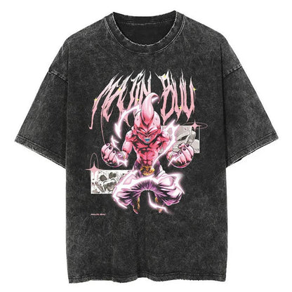 2024Men Tshirt Washed Black Vintage Japanese Anime Dragon (Prat 2)