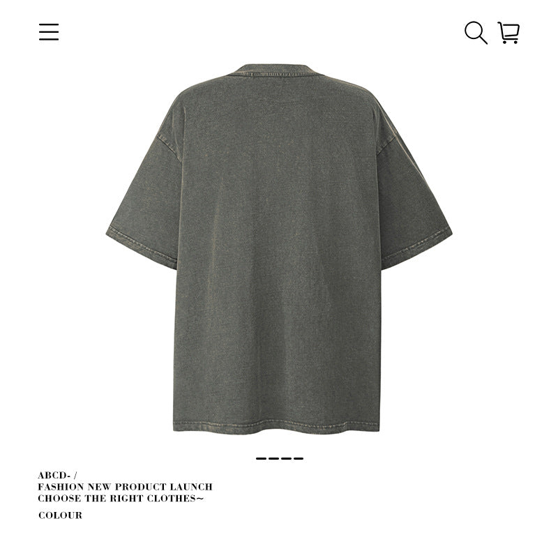 American vintage street T-shirt pure cotton men's and women's summer loose half-sleeves