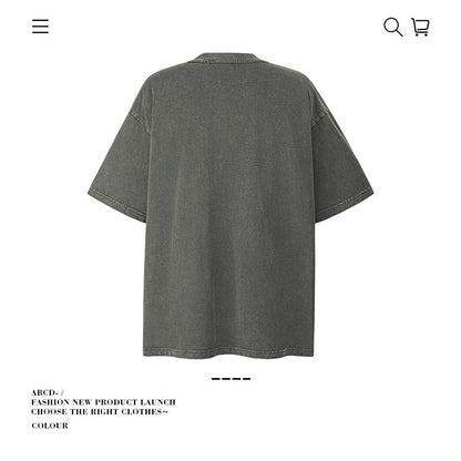 American vintage street T-shirt pure cotton men's and women's summer loose half-sleeves