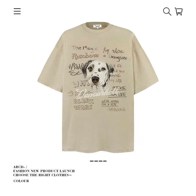 American vintage street T-shirt cotton vintage men's summer loose