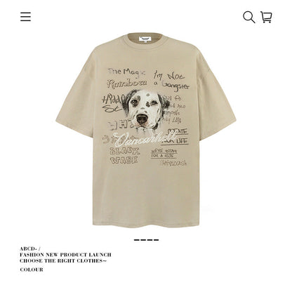 American vintage street T-shirt cotton vintage men's summer loose