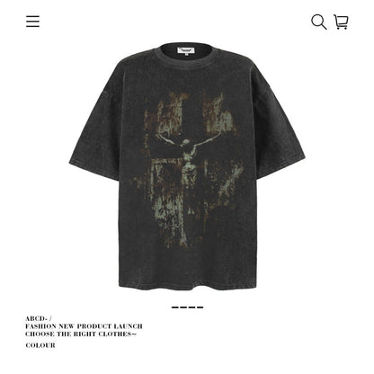 American vintage street T-shirt retro men's loose top
