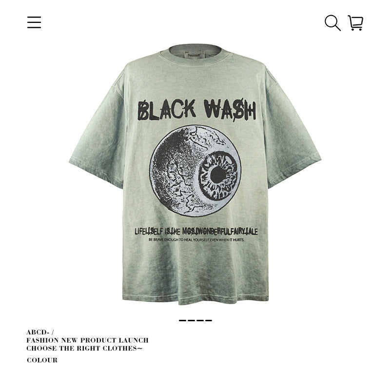 American vintage street T-shirt pure cotton retro men's and women's summer loose