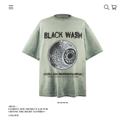 American vintage street T-shirt pure cotton retro men's and women's summer loose