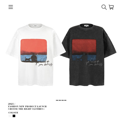 American vintage street T-shirt summer loose vintage menswear