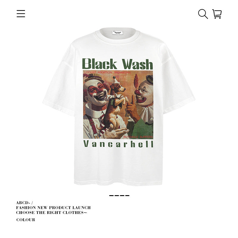 American vintage street T-shirt cotton men's summer loose