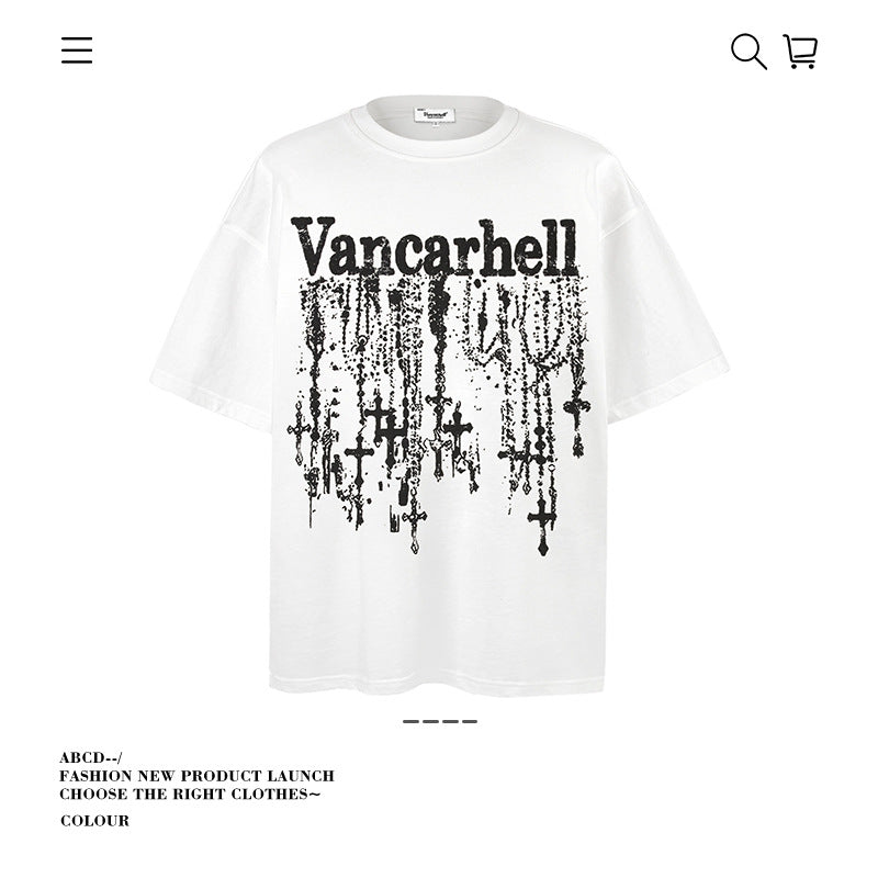 American vintage street T-shirt pure cotton retro men's and women's summer loose