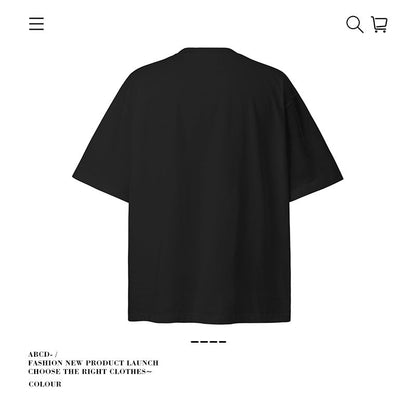 American vintage street T-shirt pure cotton men's summer loose half sleeve