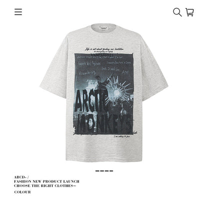 American vintage street T-shirt pure cotton men's and women's summer loose