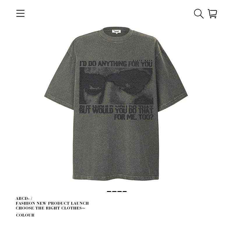 American vintage street T-shirt men's loose cotton