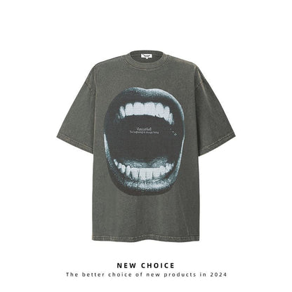 American vintage street T-shirt retro men loose summer
