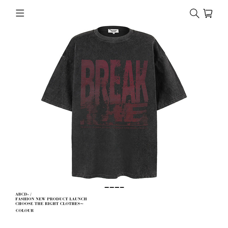 American vintage street T-shirt pure cotton men's and women's summer loose