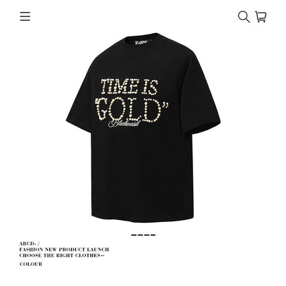 American vintage street T-shirt pure cotton men's and women's summer loose