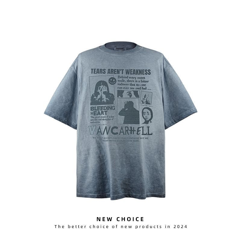 American vintage street T-shirt retro men's loose top