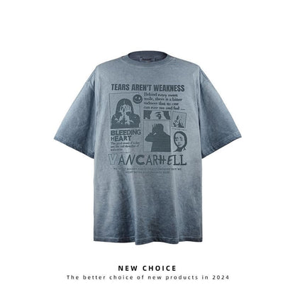 American vintage street T-shirt retro men's loose top