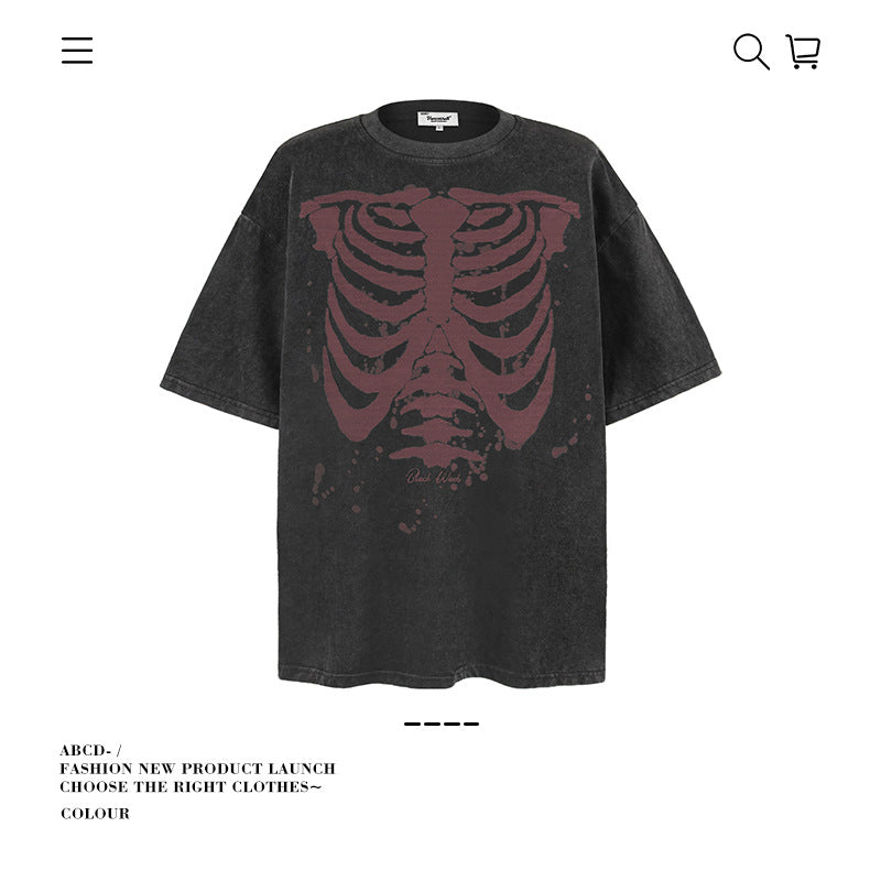 American vintage street T-shirt cotton men loose summer