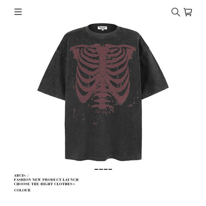 American vintage street T-shirt cotton men loose summer