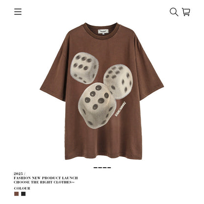 American vintage street T-shirt retro men's loose half-sleeved shirt