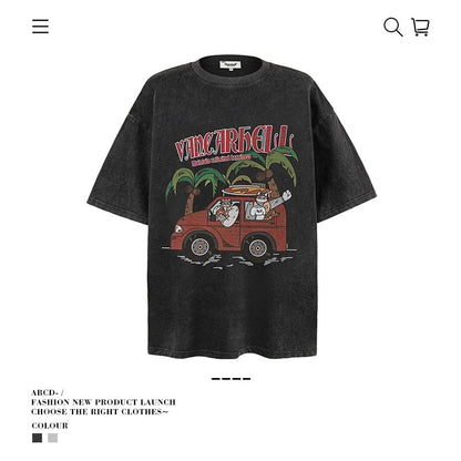 American vintage street T-shirt men's loose top