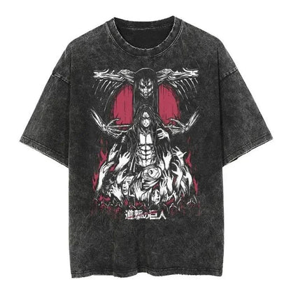 2024Streetwear Tshirt Japanese Anime Graphic Vintage Washed