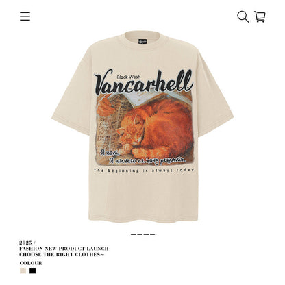 American vintage street T-shirt vintage cotton season boys loose