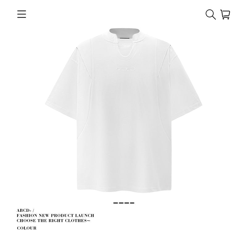 American vintage street T-shirt pure cotton men's summer loose half sleeve